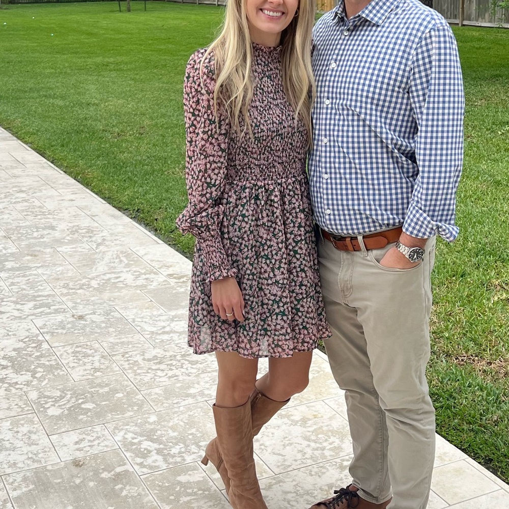 Lulu's Pink and Green Long Sleeve Dress